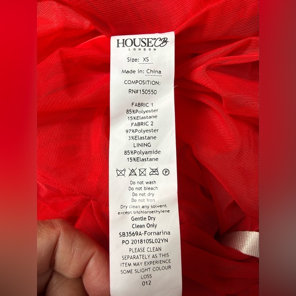 House Of CB Fornarina Red Ruched Bodycon Organza
Mesh Midi Dress with Side Slit - Picture 6 of 16